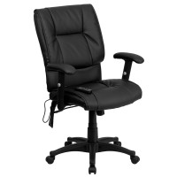 Flash Furniture Mid-Back Massaging Black Leather Executive Office Chair BT-2770P-GG